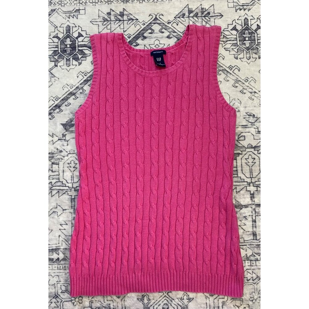 Vintage Gap Maternity Womens‎ Small Pink Cable Knit Sleeveless Sweater Vest